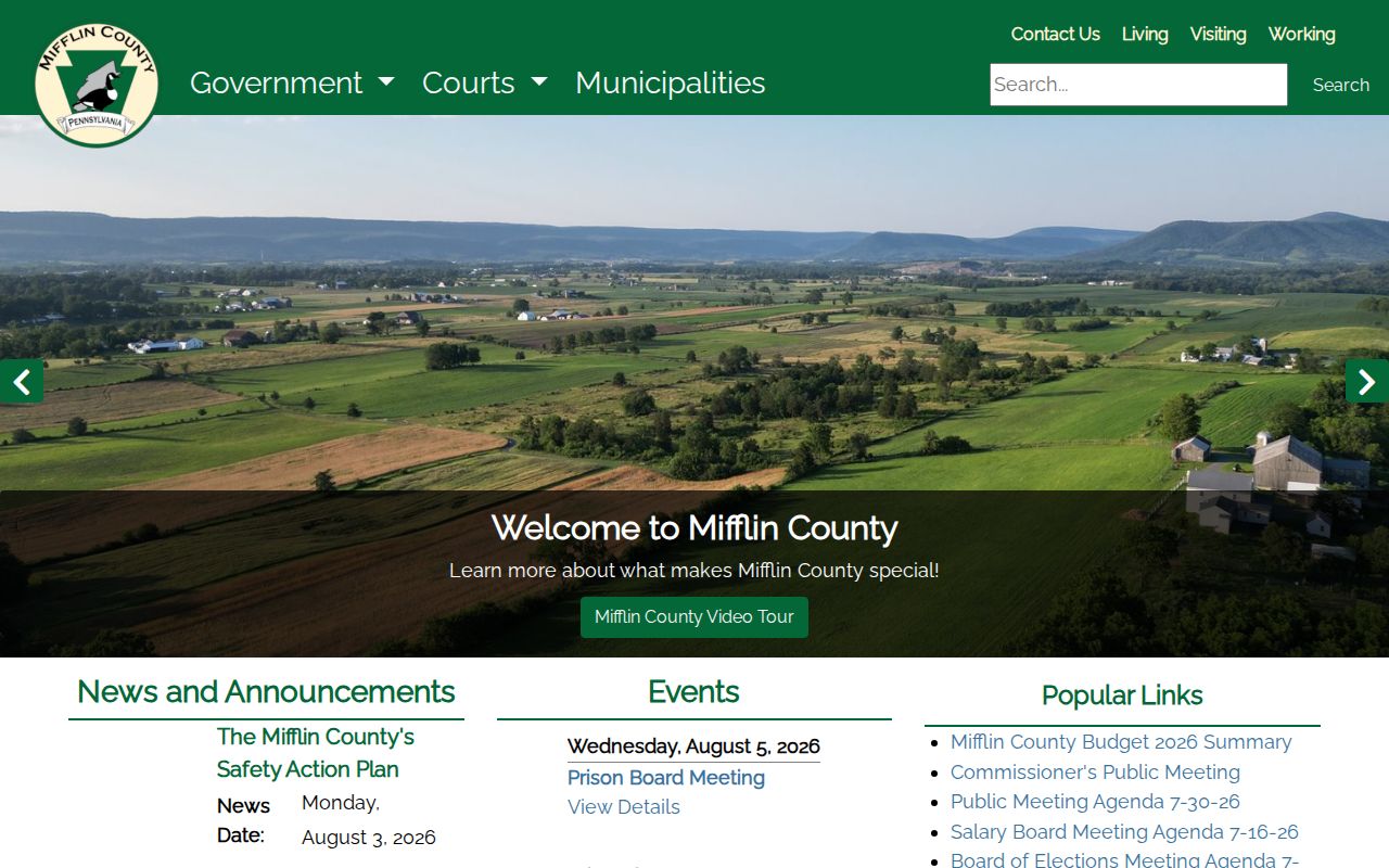 Mifflin County criminal records government homepage